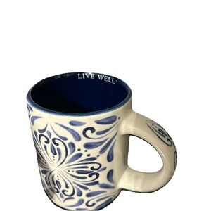 Set Of 4 Ceramic Blue And White Talavera Mugs
